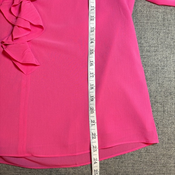 J Crew Womens Long Sleeve V-Neck Ruffle Blouse Size Small Pink Lightweight - Picture 10 of 12